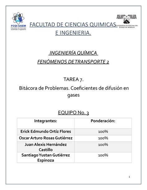 Tarea Final Ejercicios Fenomenos De Tranmsporte Facultad De