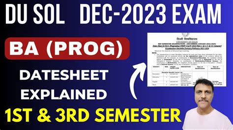 St Rd Semester Ba Prog Datesheet Explained Du Sol Du Sol