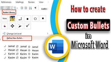 How To Create Custom Bullet In Microsoft Word Youtube