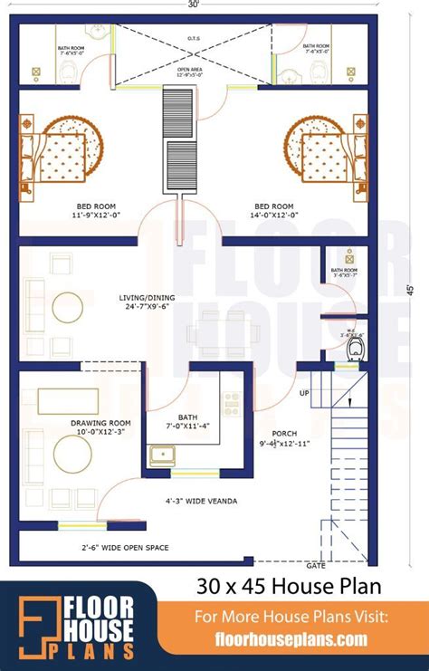 30 X 45 House Plan 2bhk With Car Parking House Plans 30x40 House