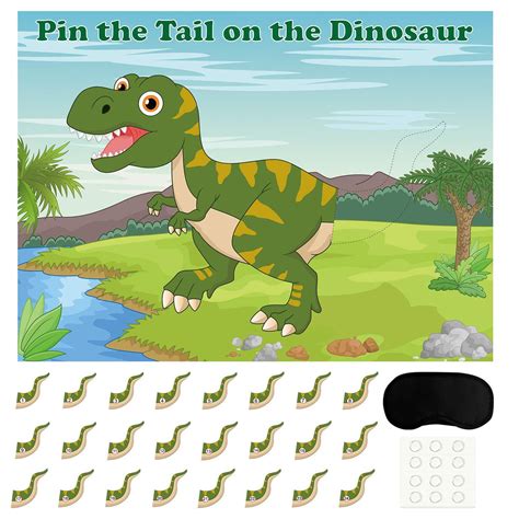 Kuuqa Pin The Tail On The Dinosaur Game With 24 Pcs Tails For Kids Pin