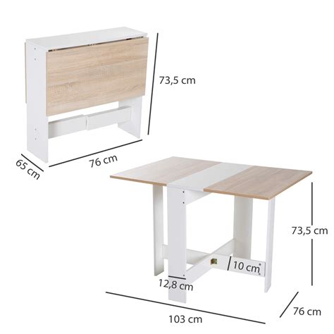 Homcom Mesa Plegable Cocina Sal N Mesa Auxiliar Con Alas Abatibles