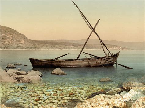 The Jesus Boat at the Sea of Galilee Painting by Miki Karni