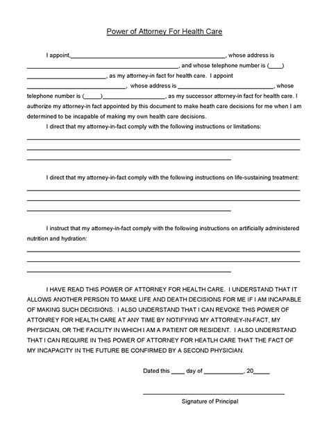 Medical Power Of Attorney Printable