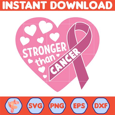 Breast Cancer Svg Stronger Than Cancer Svg Cancer Awarenes Inspire Uplift