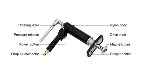 Air Powered Brake Caliper Piston Wind Back Tool Set Pcs