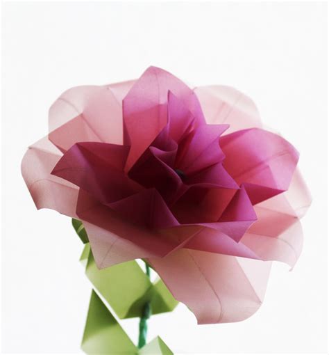 Origami Rose Translucent Vellum Origami Paper Flower Home