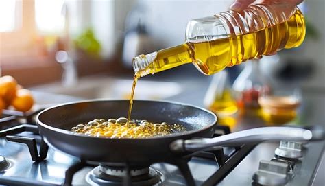 Premium Photo Woman Pouring Cooking Oil From Bottle Into Frying Pan