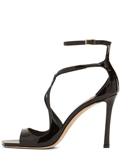 Jimmy Choo 95mm Azia Patent Leather Sandals In Black Lyst Australia