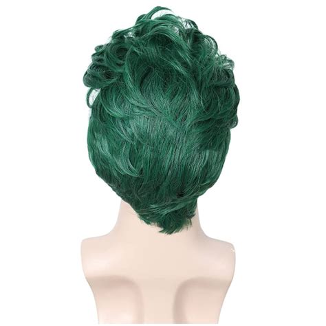 Zombies Zed Adult Wig Zed Cosplay Curly Green Wig Toupee Vampire Short