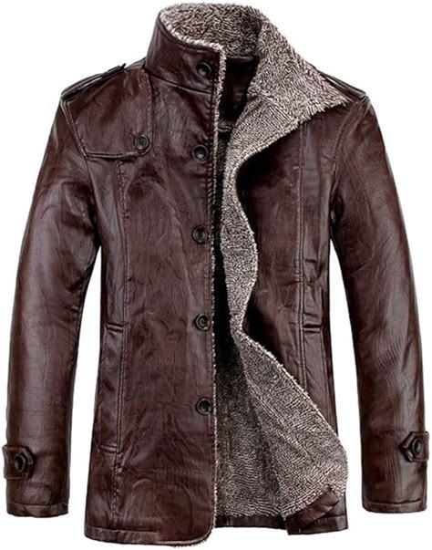 Manteau En Cuir D Hiver Pour Homme Manteau En Molleton Tailles Confortables À La Taille 3 4 Avec