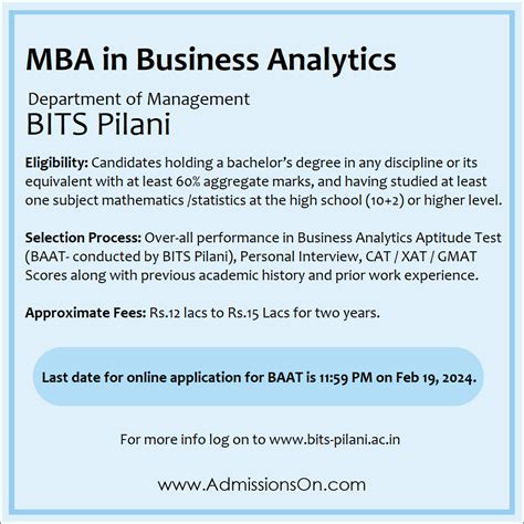 Mba Business Analytics Admissions On