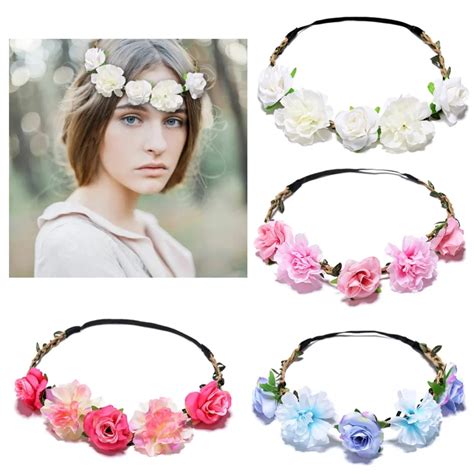 M MISM Beautiful Women Flower Garlands Head Wreaths Bohemia Flower