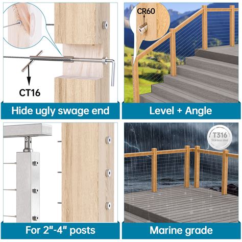 Buy Muzata Pair Invisible Cable Railing Kit Swage Tensioner And