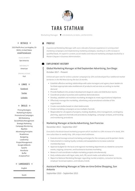 Marketing Manager Resume Writing Guide 12 Templates 2019