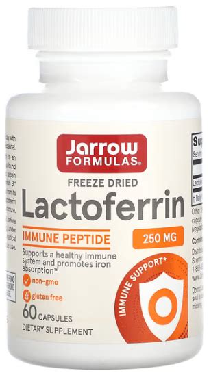 Лактоферрин, Jarrow Formulas, 250 мг, 60 капсул. - купить по лучшим ...