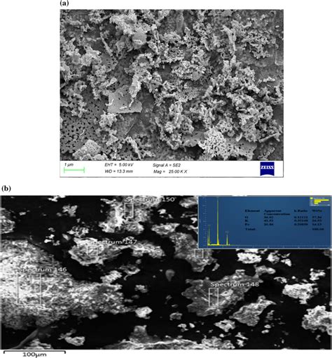 A Fesem Micrograph Of Potassium Ferrite Nanoparticles B Sem And Edax