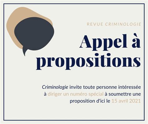 Appel à propositions