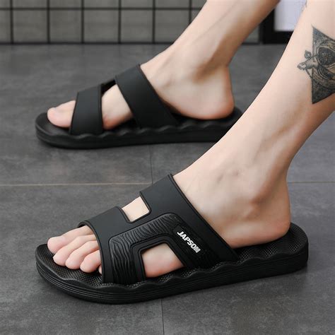 Jual Sandal Slide Pria Black White Series Original Sandal Pria Selop