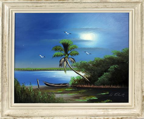 Lot Al Black Florida Highwaymen Moonlit River Scene