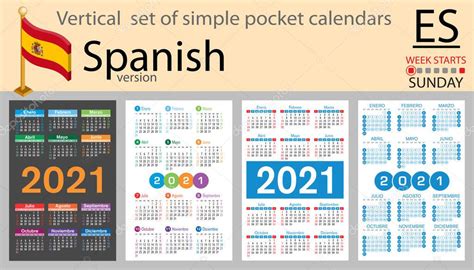 Conjunto Vertical Espa Ol De Calendarios De Bolsillo Para Dos Mil