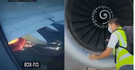 En Pleno Vuelo Captan La Turbina De Un Avión Envuelta En Llamas