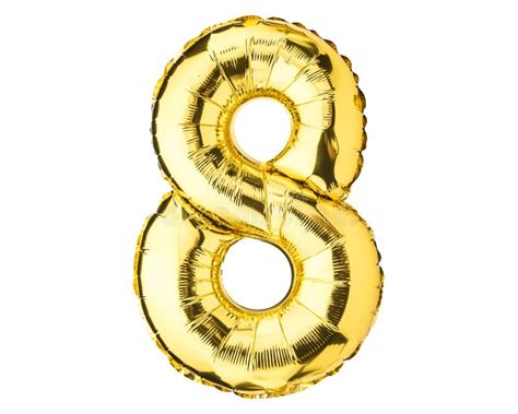 Number Eight 8 Balloons Helium Balloon 8 Years Golden Yellow Foil