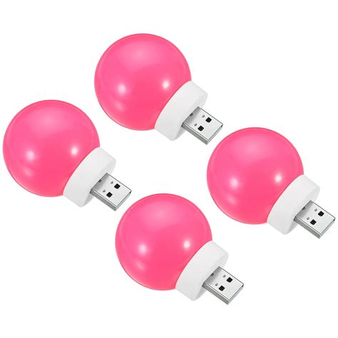 Uxcell Usb Plug In Night Light W Portable Mini Led Lamp Bulb Pink