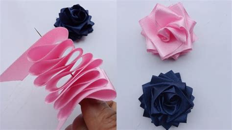 How To Make Ribbon Flowers Easy Making With Needle DIY Ribbon