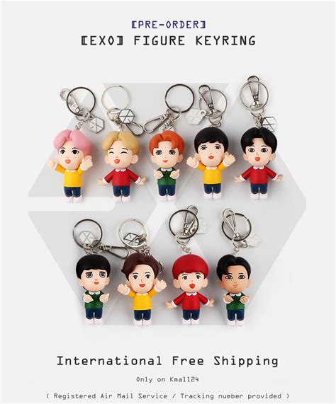 EXO New Official Merchandise! Figure Keyrings (Hand Mirror + Photocard ...