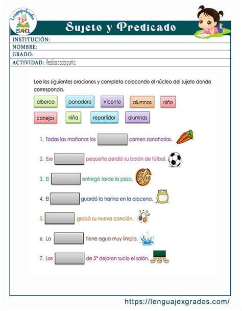 Nucleo Del Sujeto Y Predicado Actividades