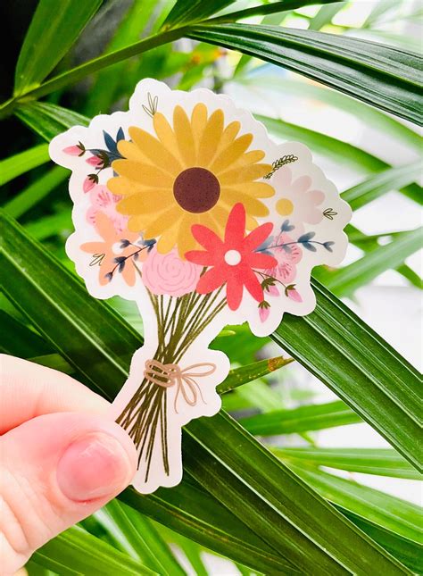 Bouquet Clear Sticker Flower Sticker Bunch Of Flowers Etsy