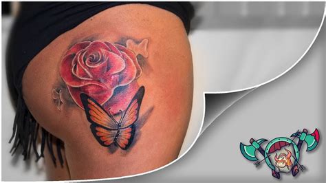 Colorful Rose Butterfly Tattoo Timelapse YouTube