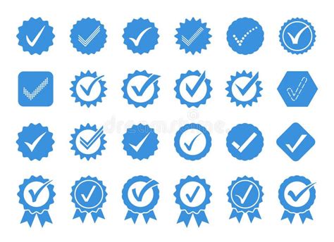 Blue Check Mark Icons Profile Verification Badge Approval Seal And