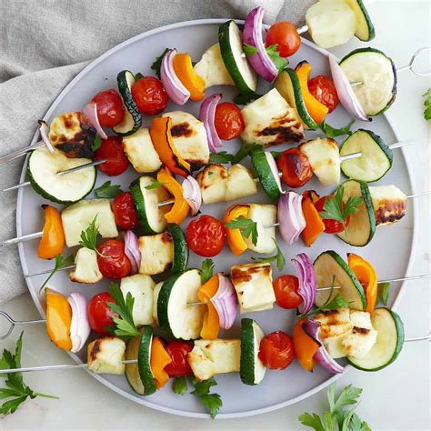 Grilled Vegetable Skewers With Halloumi It S A Veg World After All®