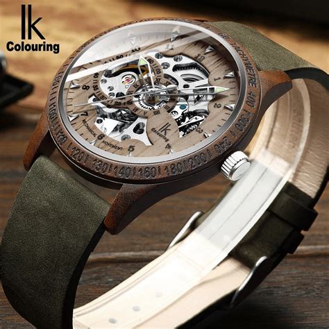 IK Colouring Reloj de pulsera de cuero para hombre cronógrafo mecánico