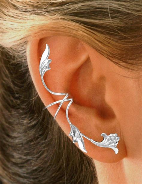 Ear Charms Beautiful Flower Leaf Ear Cuff Non Pierced Full Ear Spray