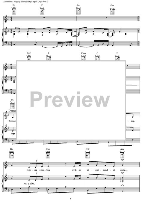 Slipping through My Fingers" Sheet Music by ABBA for Piano/Vocal/Chords ...