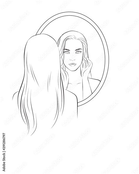 Looking In Mirror Drawing