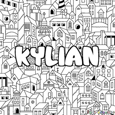 Coloriage prénom KYLIAN décor Ville Sans Dépasser