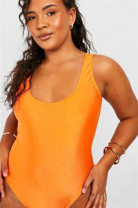 Swimwear Plus Essentials Scoop Swimsuit Boohoo