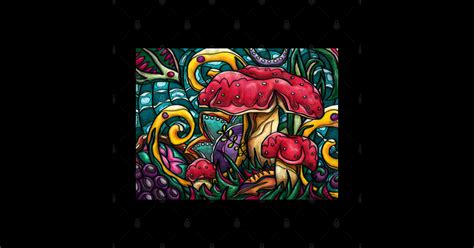 Whimsical Mushrooms Painting Bright Cottagecore Amanita Muscaria Art