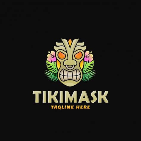 Premium Vector Colorful Tiki Mask Logo Design Vector Illustration