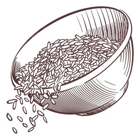 Bowl With Pouring Rice Sketch Farm Japan Crop Png And Vector With