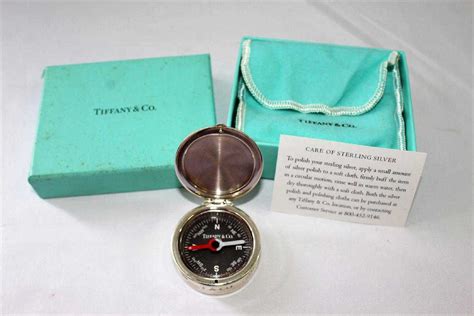 Tiffany And Co Sterling Silver Compass With Box And Case