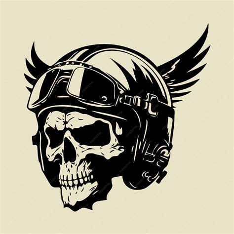 Calavera Con Casco Y Alas Arte Vectorial Ilustración Y Gráfico Vector