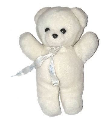 Peluche Doudou Ours Blanc Grelot Yeux Noirs Ruban Cm Chez Vous Des