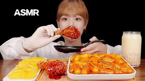 Asmr Korean Tteokbokki Spicy Fried Chicken Mukbang