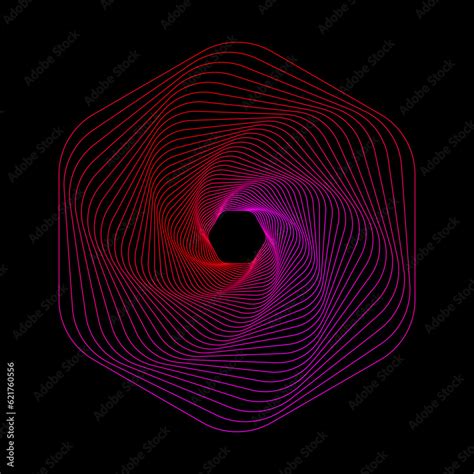 Red And Pink Hexagonal Wireframe Isolated On Black Background Hexagon