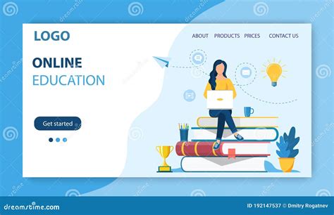 Online Education Landing Page Stock Vector Illustration Of Library